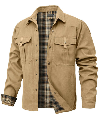 BHS - Premium men’s spring shacket with soft flannel lining, snap button fastening, and a timeless Western-inspired look. A perfect blend of comforts