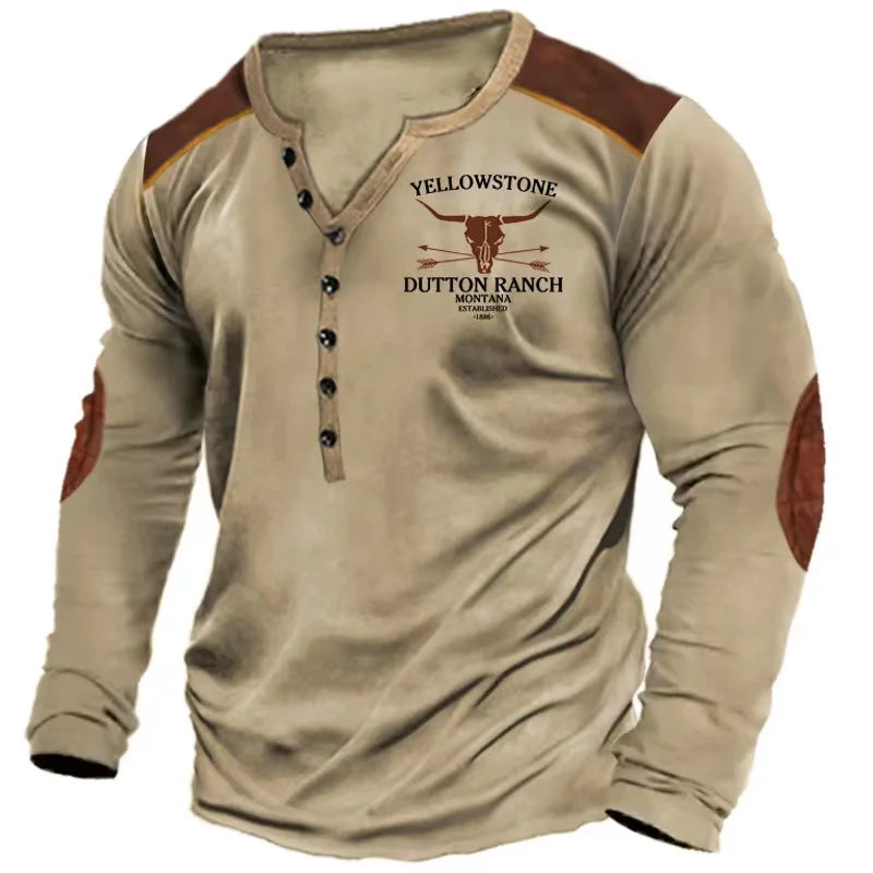 BHS - Vintage Men's T Shirt Yellowstone National Designs Long Sleeve