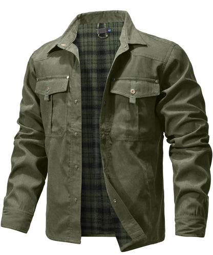 BHS - Premium men’s spring shacket with soft flannel lining, snap button fastening, and a timeless Western-inspired look. A perfect blend of comforts