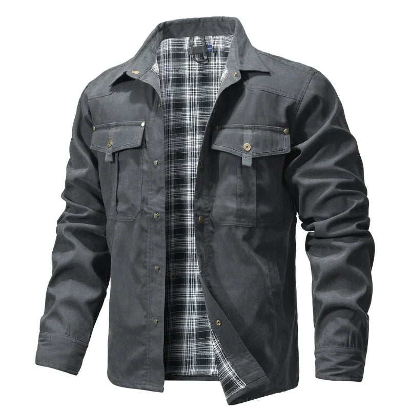 BHS - Premium men’s spring shacket with soft flannel lining, snap button fastening, and a timeless Western-inspired look. A perfect blend of comforts