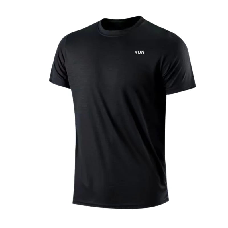 BHS - Men's Quick Dry Short Sleeve Gym Running Moisture Wicking Round Neck T-Shirt Training Exercise Gym Sport Shirt Tops