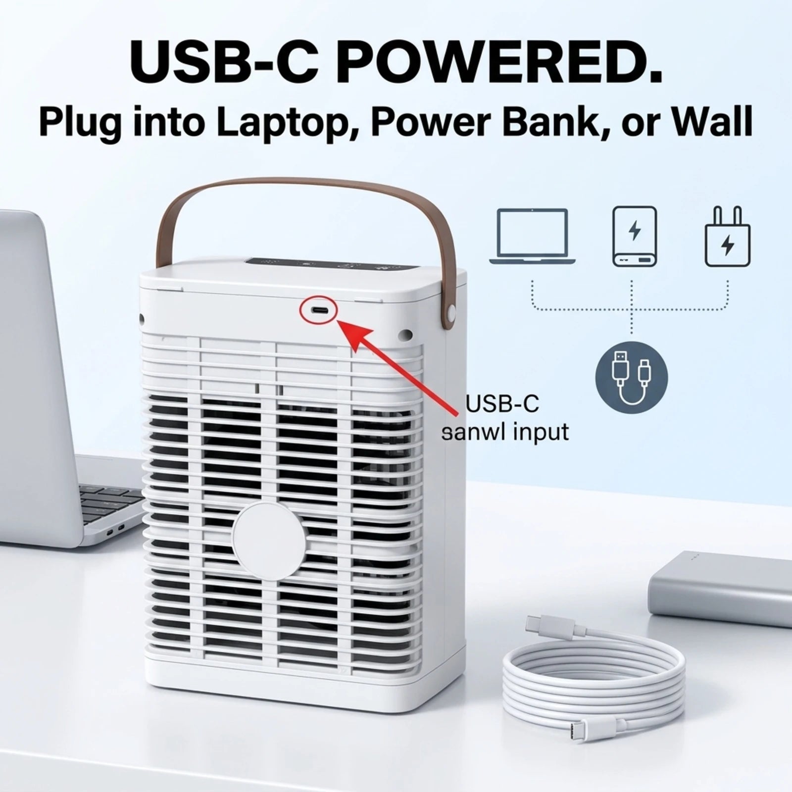 BHS - 5-Speed Portable Personal Air Cooler with LED Light & Timer