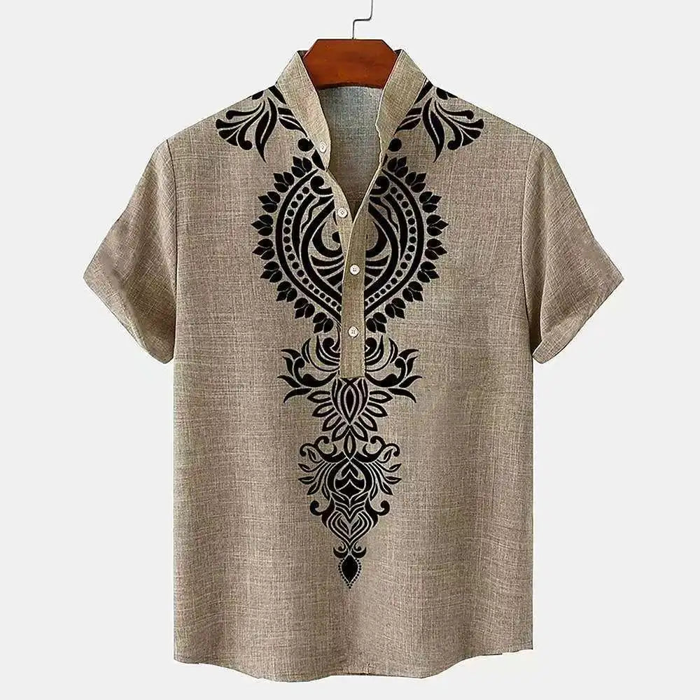 BHS - Premium Full Of Linen Stand Collar Shirt – European Luxury Style