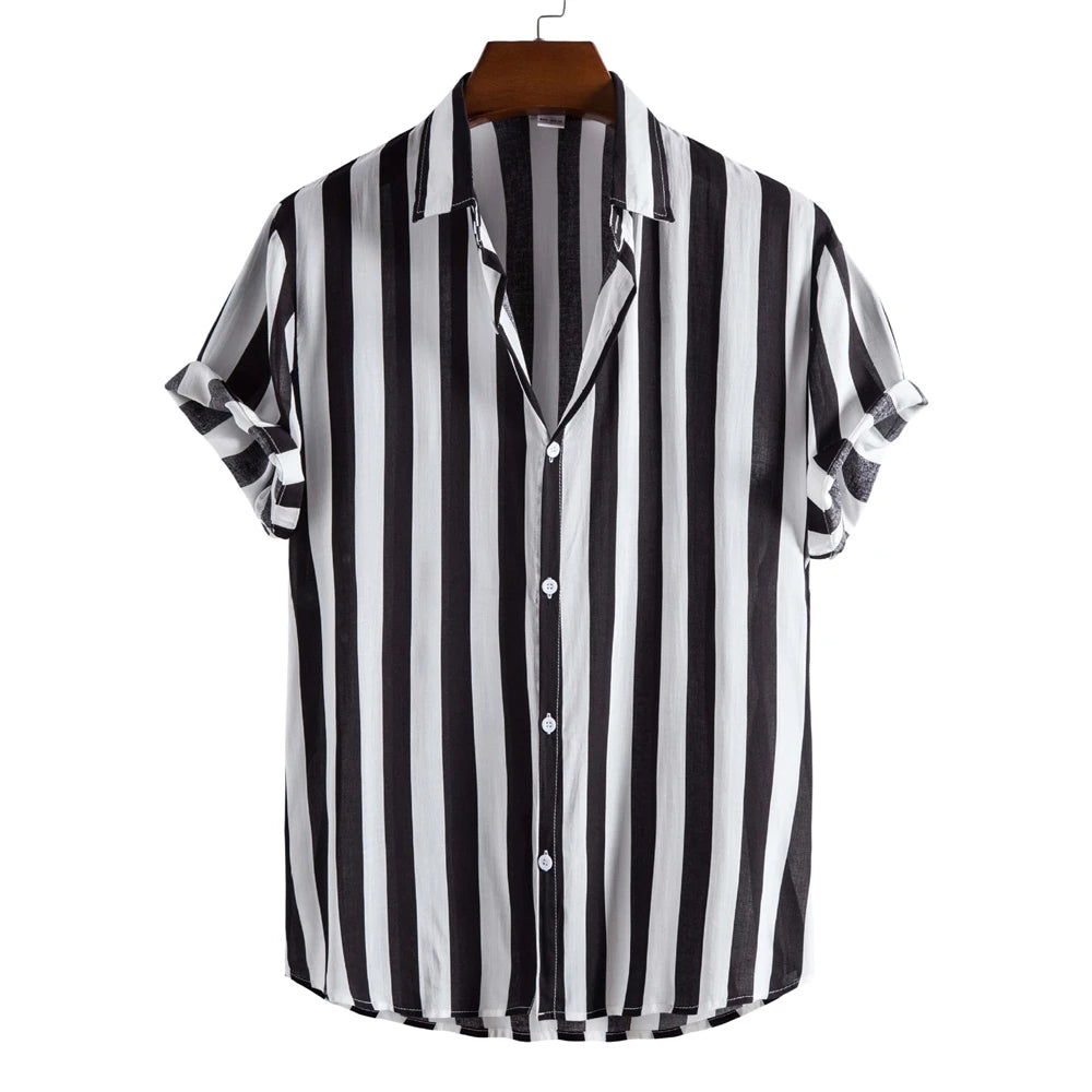 BHS - Premium Summer Striped Hawaiian Shirt – European Summer Style, Malty Color Premium Summer 2026 - Limited Edition