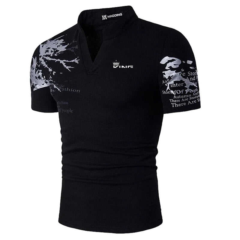 BHS - Men`s Polo Shirt Golf Shirt Graphic Prints V Neck