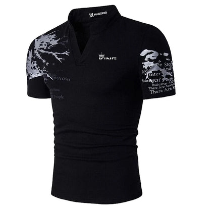 BHS - Men`s Polo Shirt Golf Shirt Graphic Prints V Neck