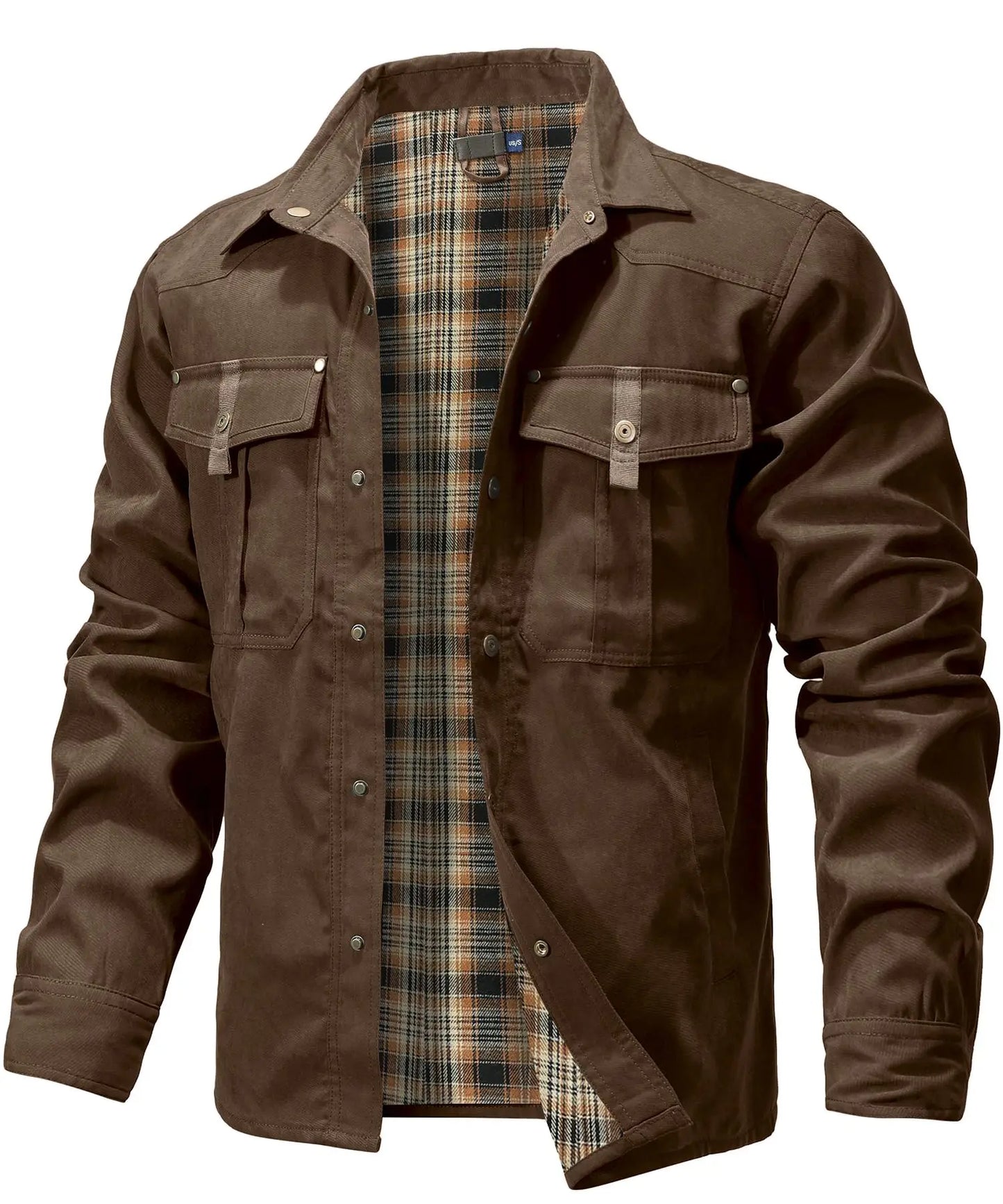 BHS - Premium men’s spring shacket with soft flannel lining, snap button fastening, and a timeless Western-inspired look. A perfect blend of comforts