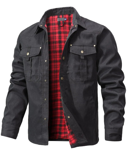 BHS - Premium men’s spring shacket with soft flannel lining, snap button fastening, and a timeless Western-inspired look. A perfect blend of comforts