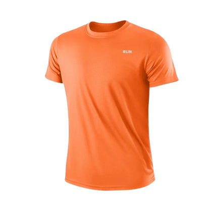 BHS - Men's Quick Dry Short Sleeve Gym Running Moisture Wicking Round Neck T-Shirt Training Exercise Gym Sport Shirt Tops
