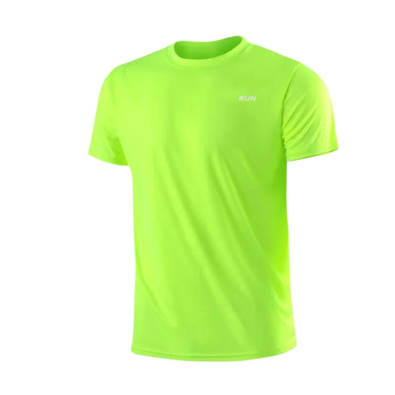 BHS - Men's Quick Dry Short Sleeve Gym Running Moisture Wicking Round Neck T-Shirt Training Exercise Gym Sport Shirt Tops