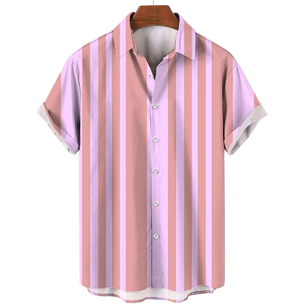 BHS - Premium Summer Striped Hawaiian Shirt – European Summer Style, Malty Color Premium Summer 2026 - Limited Edition