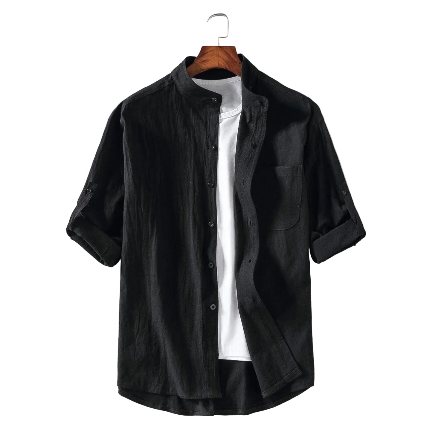 BHS - European Stand Collar Shirt – Modern Luxury Summer Style