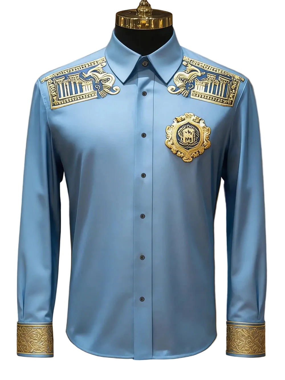 BHS - Men's Luxury Long Sleeve Shirt Gold Pattern Shirt
