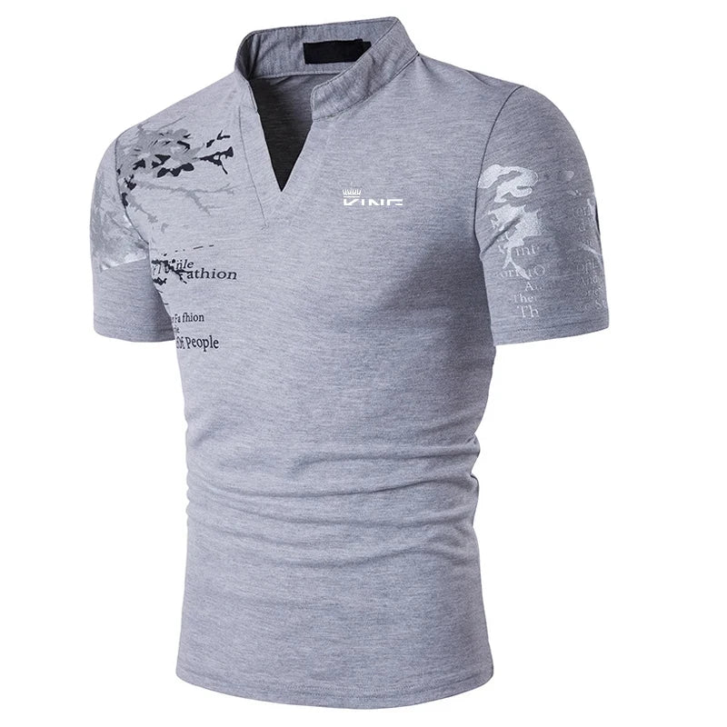 BHS - Men`s Polo Shirt Golf Shirt Graphic Prints V Neck