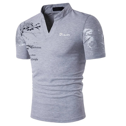 BHS - Men`s Polo Shirt Golf Shirt Graphic Prints V Neck