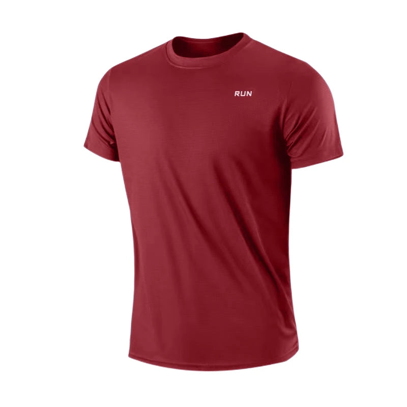 BHS - Men's Quick Dry Short Sleeve Gym Running Moisture Wicking Round Neck T-Shirt Training Exercise Gym Sport Shirt Tops
