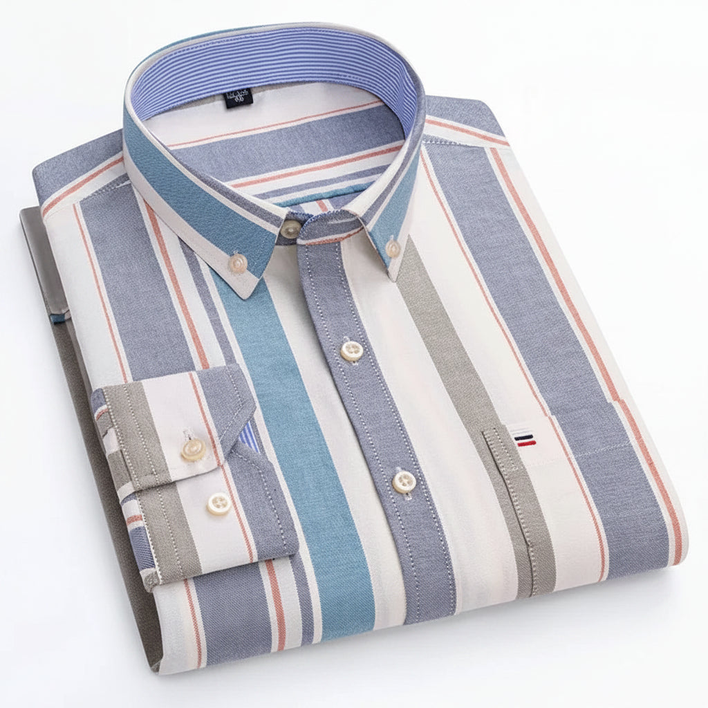 BHS - Premium Cotton Oxford Striped Shirt – Elegant Business Style