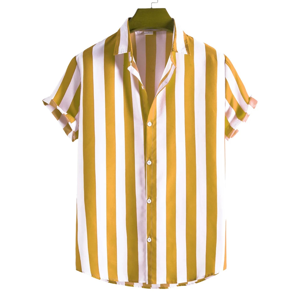 BHS - Premium Summer Striped Hawaiian Shirt – European Summer Style, Malty Color Premium Summer 2026 - Limited Edition