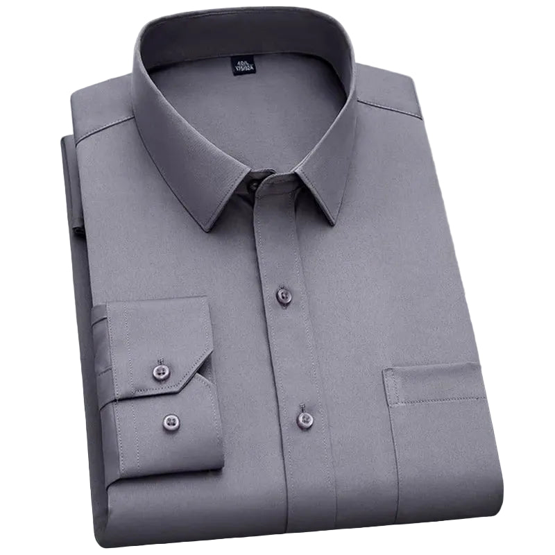 BHS - New Fashion Non-iron Shirt Anti-wrinkle Classic Solid  Business Casual Soft Wear Long Sleeve Shirts .