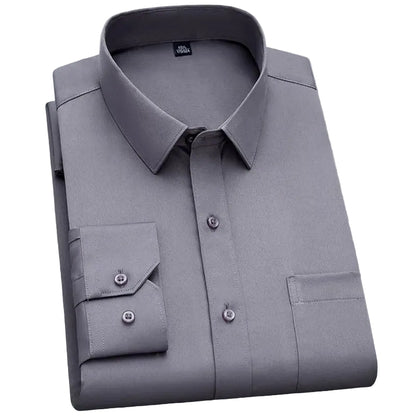 BHS - New Fashion Non-iron Shirt Anti-wrinkle Classic Solid  Business Casual Soft Wear Long Sleeve Shirts .