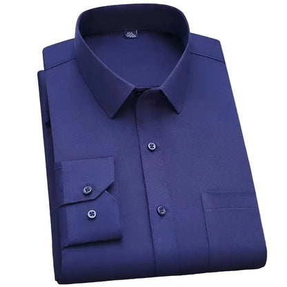 BHS - New Fashion Non-iron Shirt Anti-wrinkle Classic Solid  Business Casual Soft Wear Long Sleeve Shirts .
