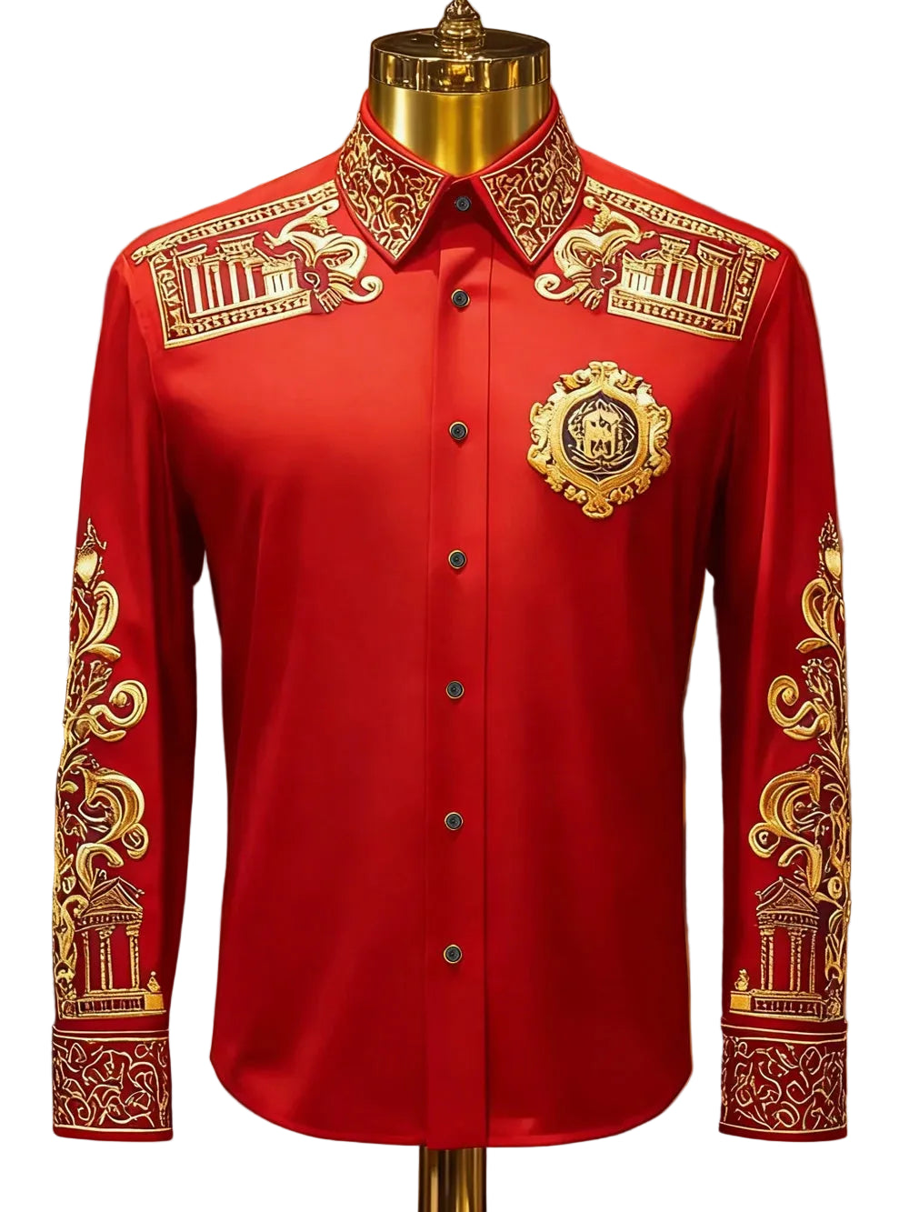 BHS - Men's Luxury Long Sleeve Shirt Gold Pattern Shirt