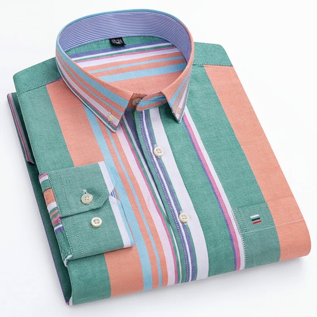 BHS - Premium Cotton Oxford Striped Shirt – Elegant Business Style