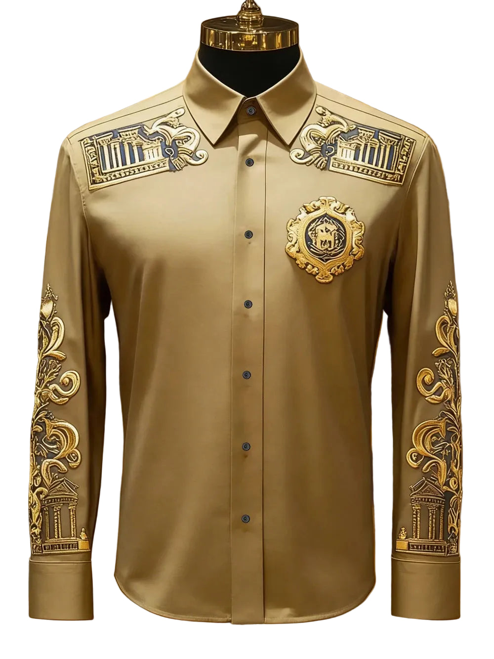 BHS - Men's Luxury Long Sleeve Shirt Gold Pattern Shirt