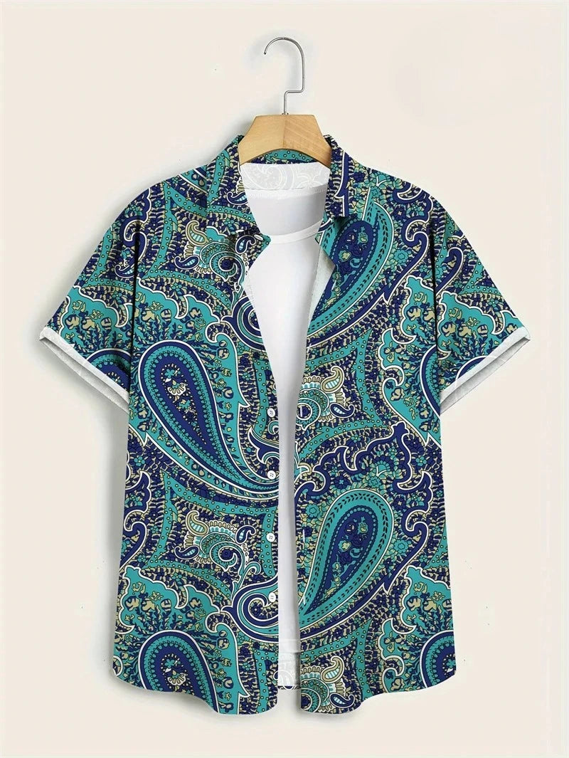 BHS - Summer Premium Paisley Hawaiian Shirt – Oversized Boho Style