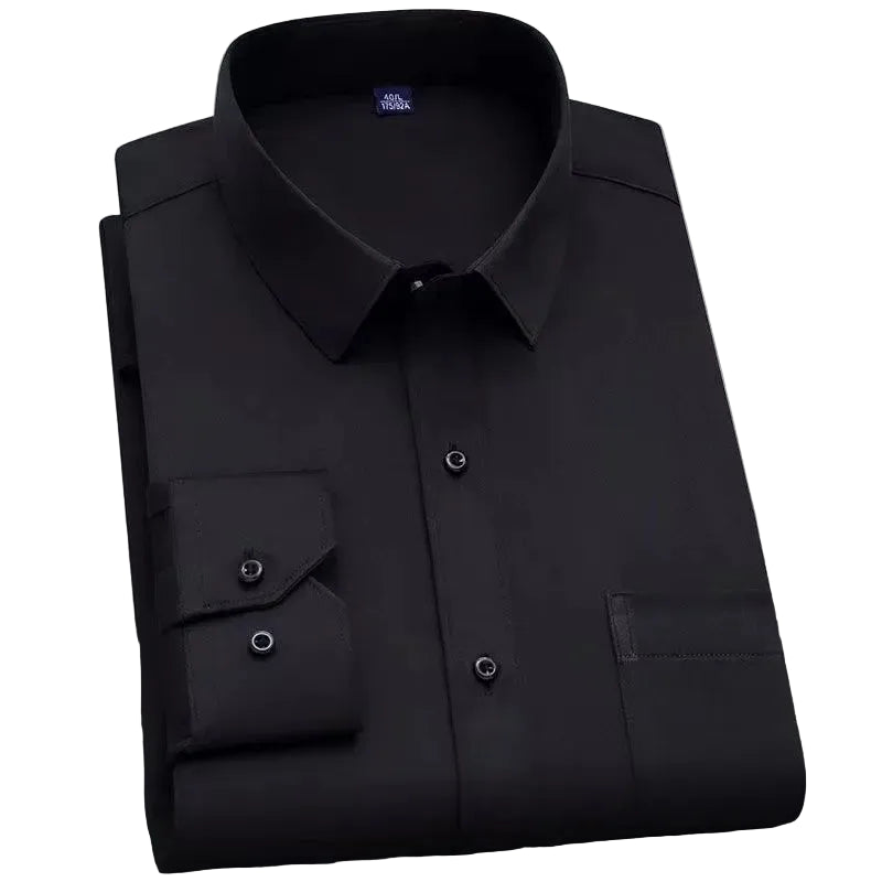 BHS - New Fashion Non-iron Shirt Anti-wrinkle Classic Solid  Business Casual Soft Wear Long Sleeve Shirts .