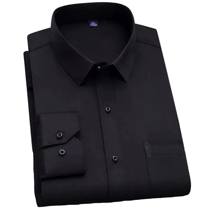 BHS - New Fashion Non-iron Shirt Anti-wrinkle Classic Solid  Business Casual Soft Wear Long Sleeve Shirts .