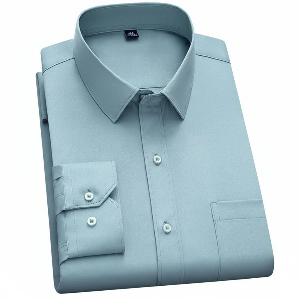 BHS - New Fashion Non-iron Shirt Anti-wrinkle Classic Solid  Business Casual Soft Wear Long Sleeve Shirts .
