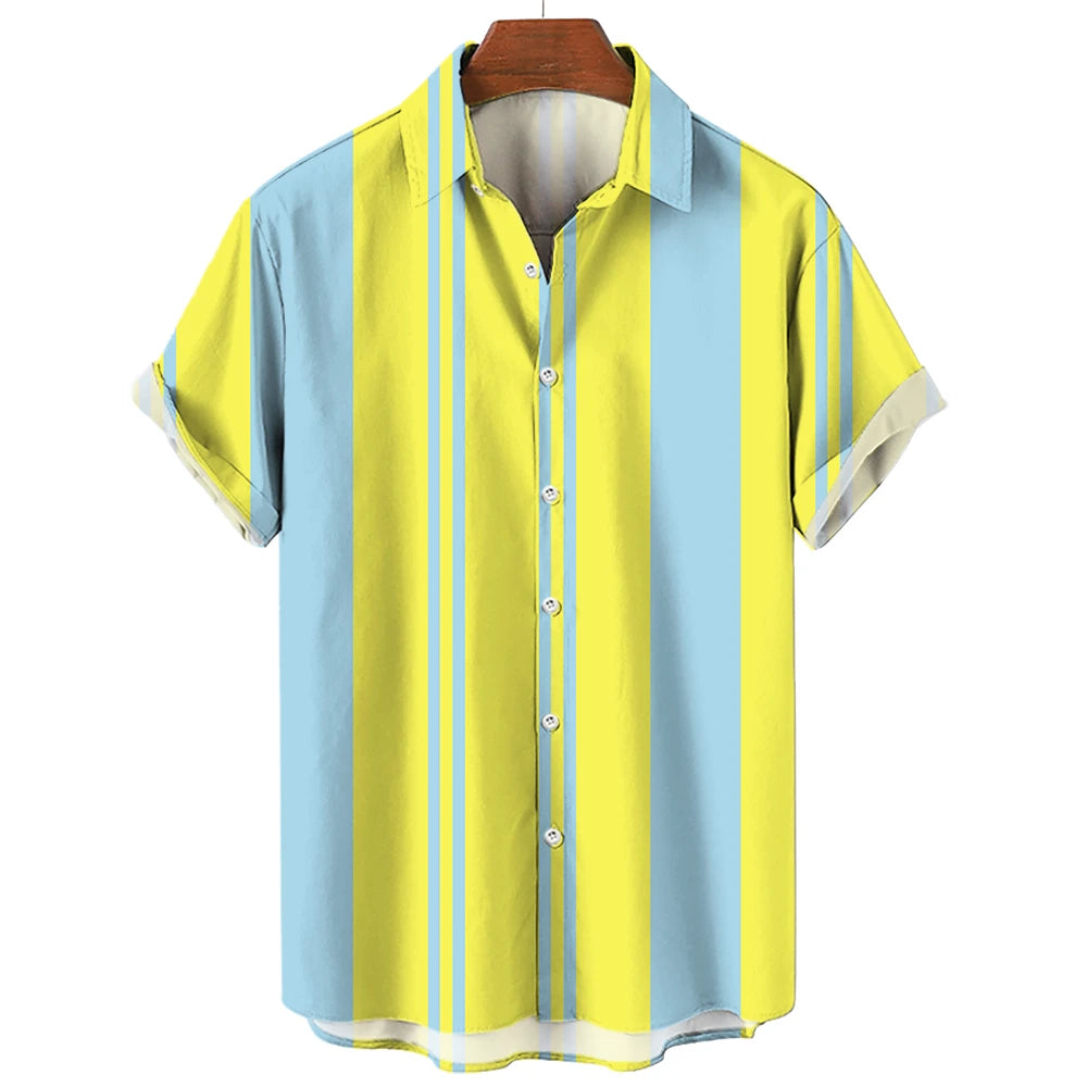 BHS - Premium Summer Striped Hawaiian Shirt – European Summer Style, Malty Color Premium Summer 2026 - Limited Edition