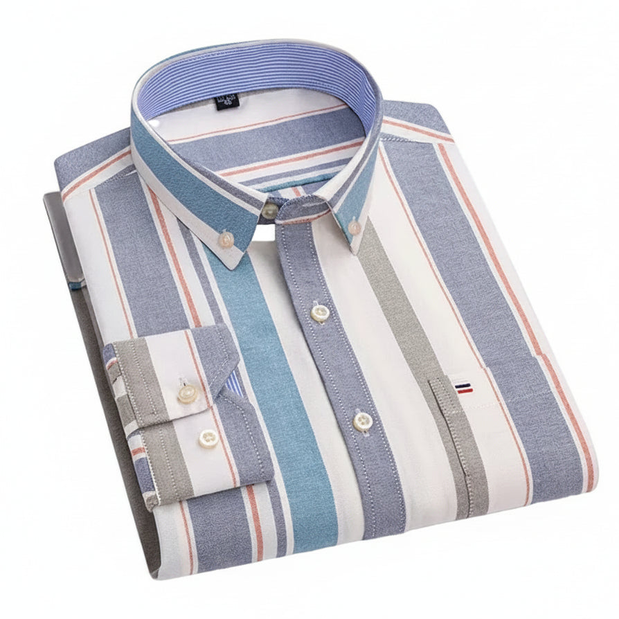 BHS - Premium Cotton Oxford Striped Shirt – Elegant Business Style